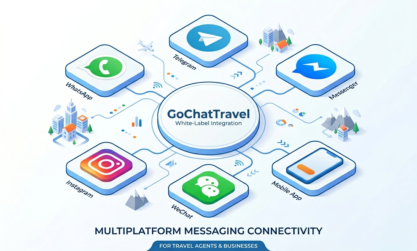 Multi-channel integration — WhatsApp, Telegram, Messenger, Instagram, WeChat, and custom apps